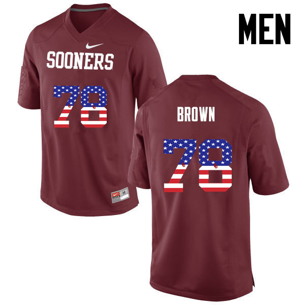 Men Oklahoma Sooners #78 Orlando Brown College Football USA Flag Fashion Jerseys-Crimson